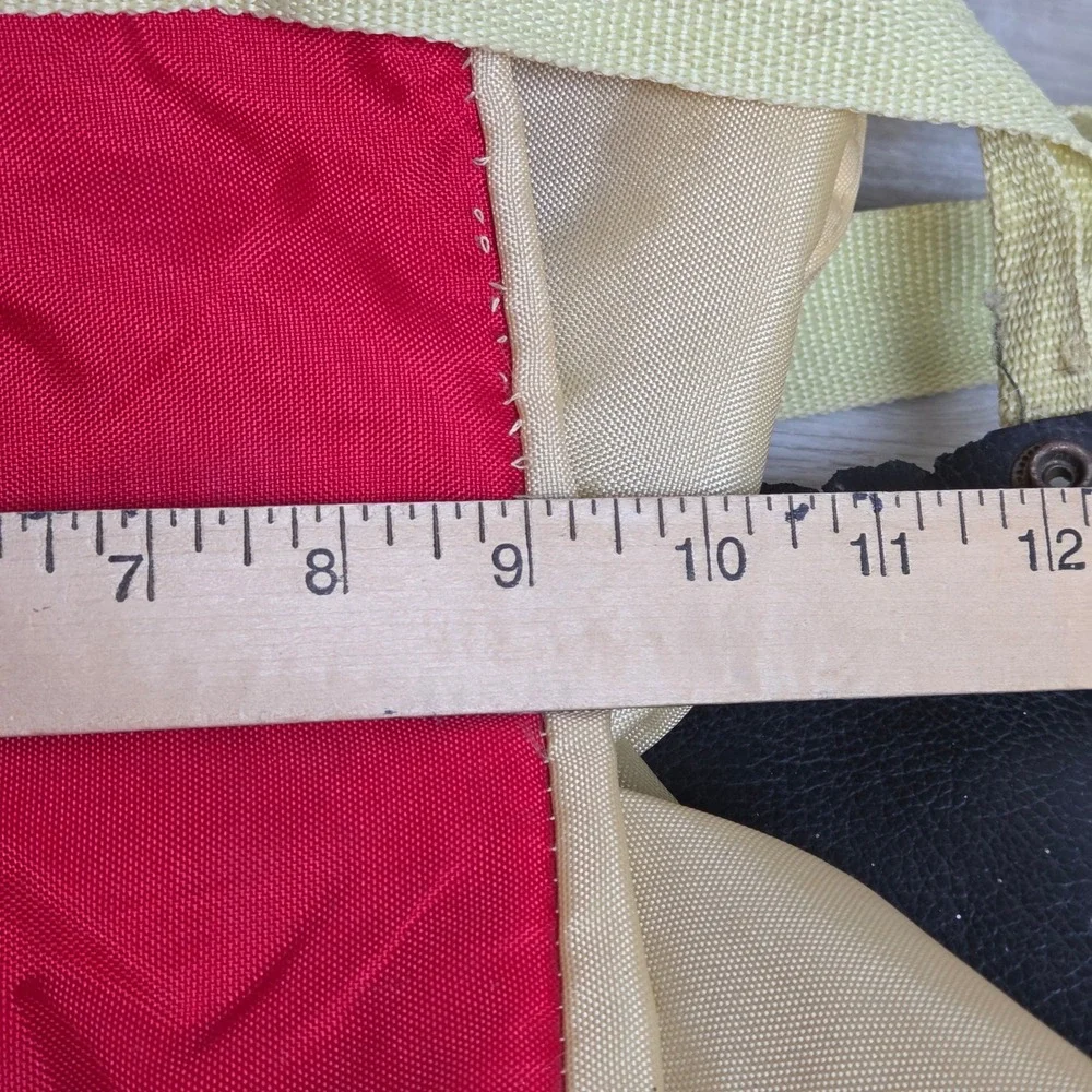 Vintage US Sport Red Nylon Duffel Bag Gym Travel Weekender Tan Straps 80s Korea